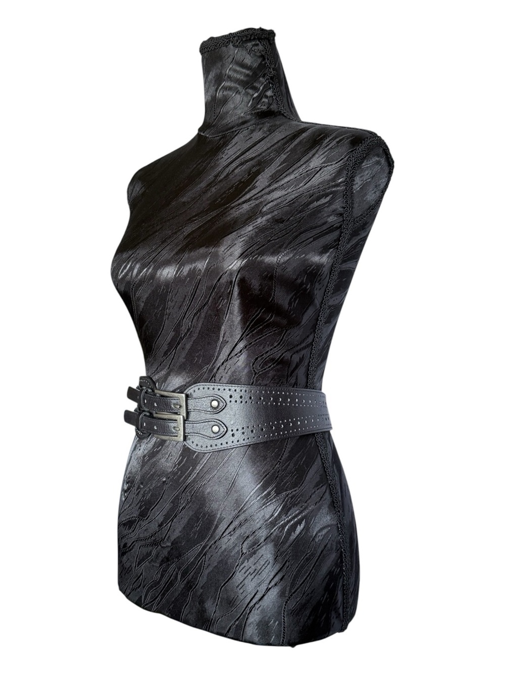 Anthropologie Black Wide Double Buckle Corset Elastic Waist Belt M/L - Picture 4 of 10